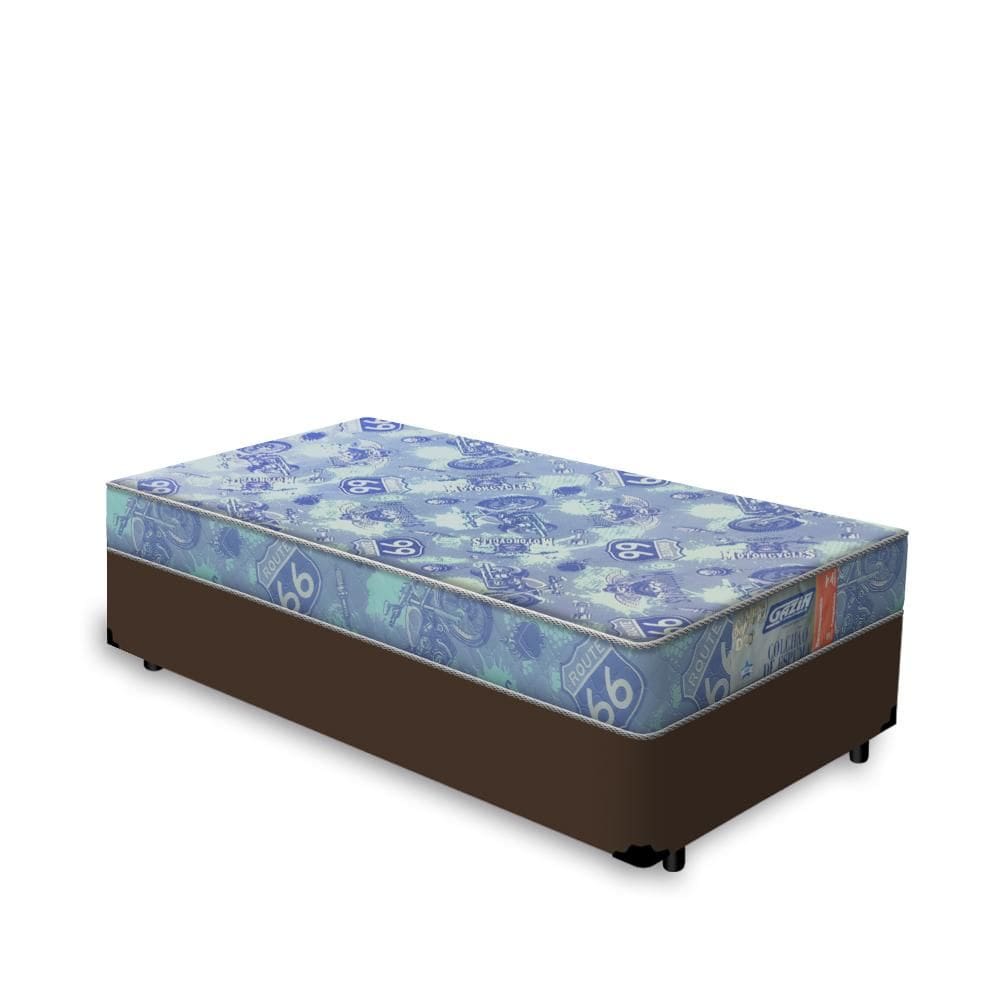 Cama Box Solteiro Marrom + Colchão de Espuma D20 - Gazin - Supreme 88x188x37cm