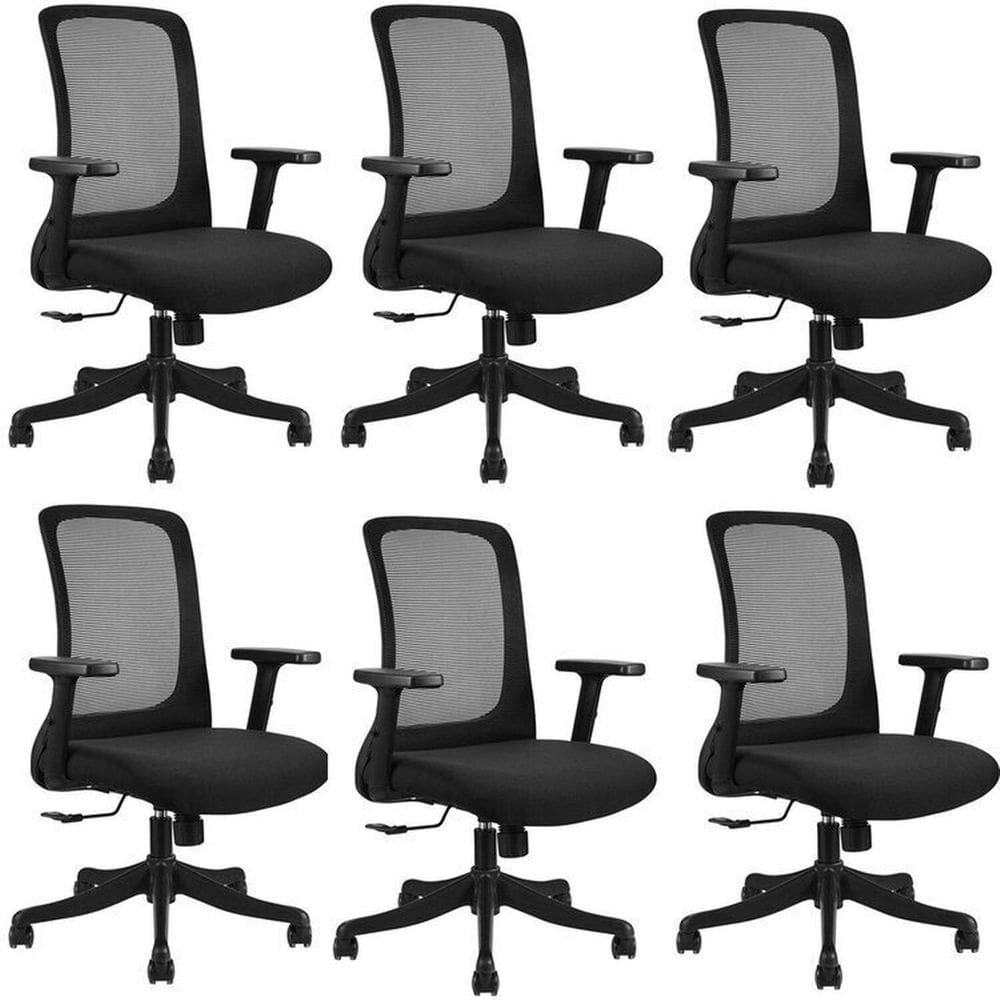 Conjunto com 6 Cadeiras para Escritório Diretor Boston Office Nr17 Preto