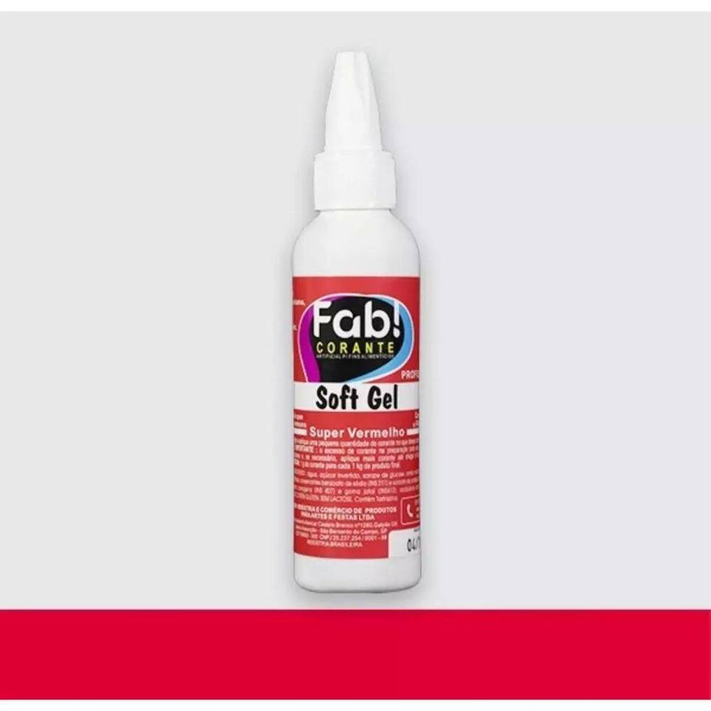 Corante Liquido em Gel Comestível Concentrado Soft Gel Fab 60g Super Vermelho