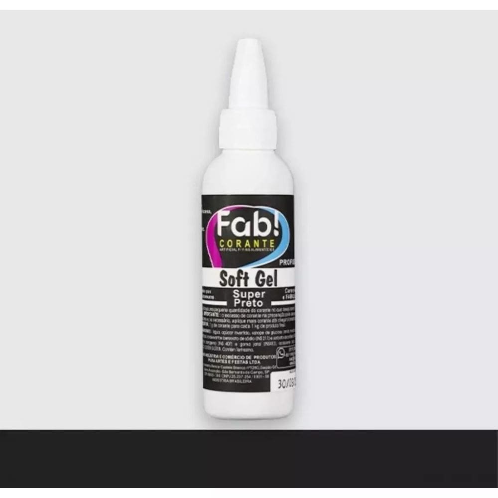 Corante Liquido em Gel Comestível Concentrado Soft Gel Fab 60g Super Preto