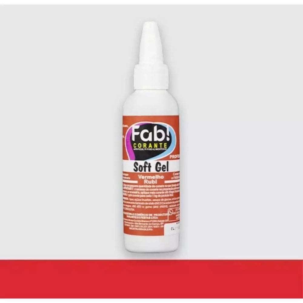Corante Liquido em Gel Comestível Concentrado Soft Gel Fab 60g Vermelho Rubi