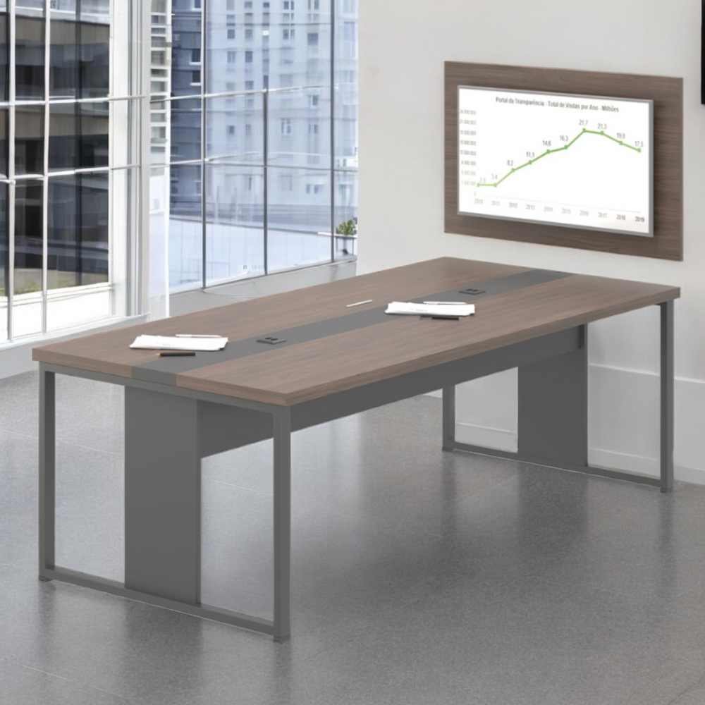 Mesa para Escritório Com Painel TV 40” Lisboa Freijó Preto