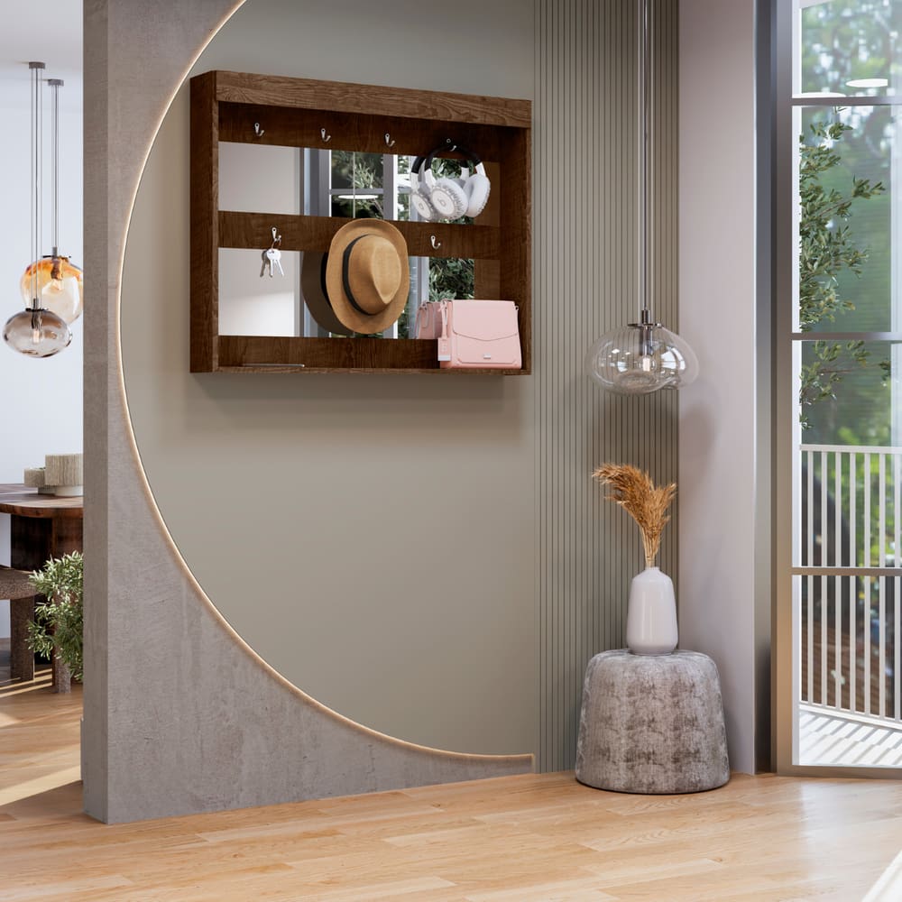 Porta Objetos com Espelho Lucena Malbec