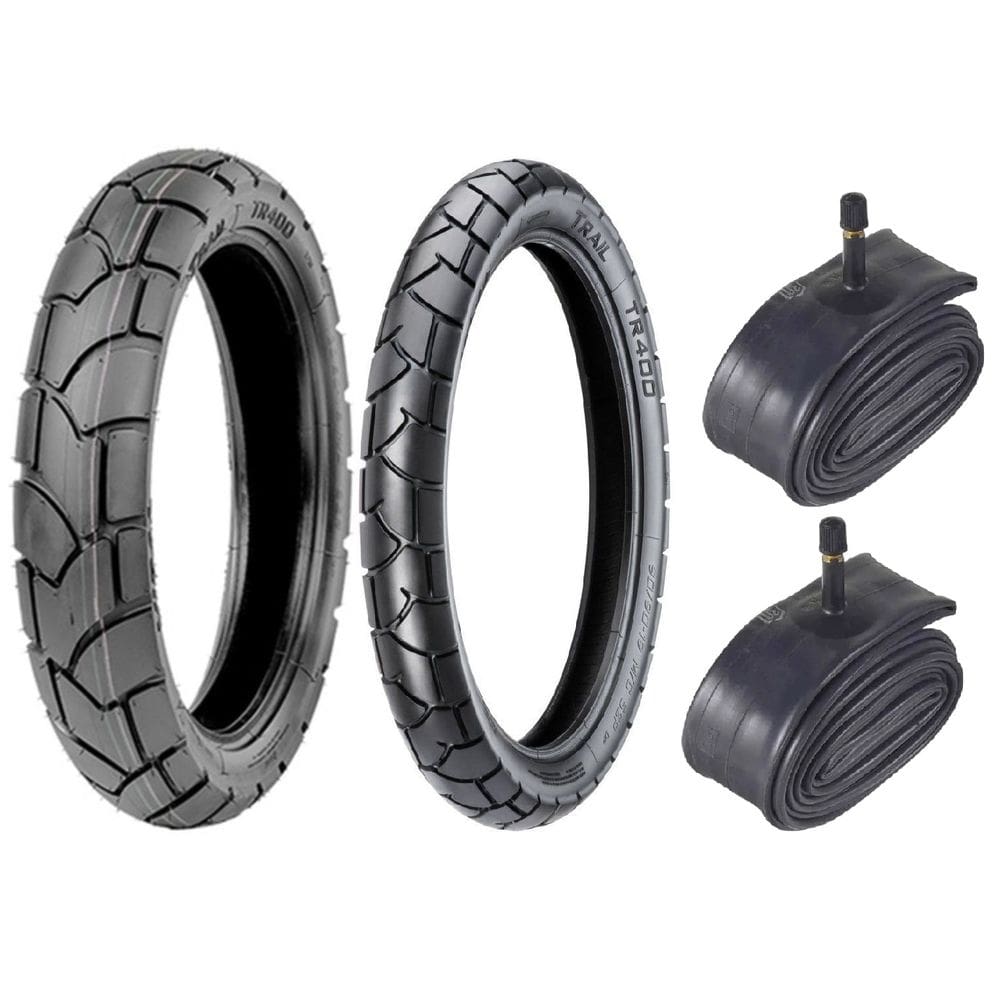 Par de Pneu 90/90-19 52P + 110/90-17 60P Bros Nxr Xtz VIPAL TR400 + 2 camaras shiver (17" 19")