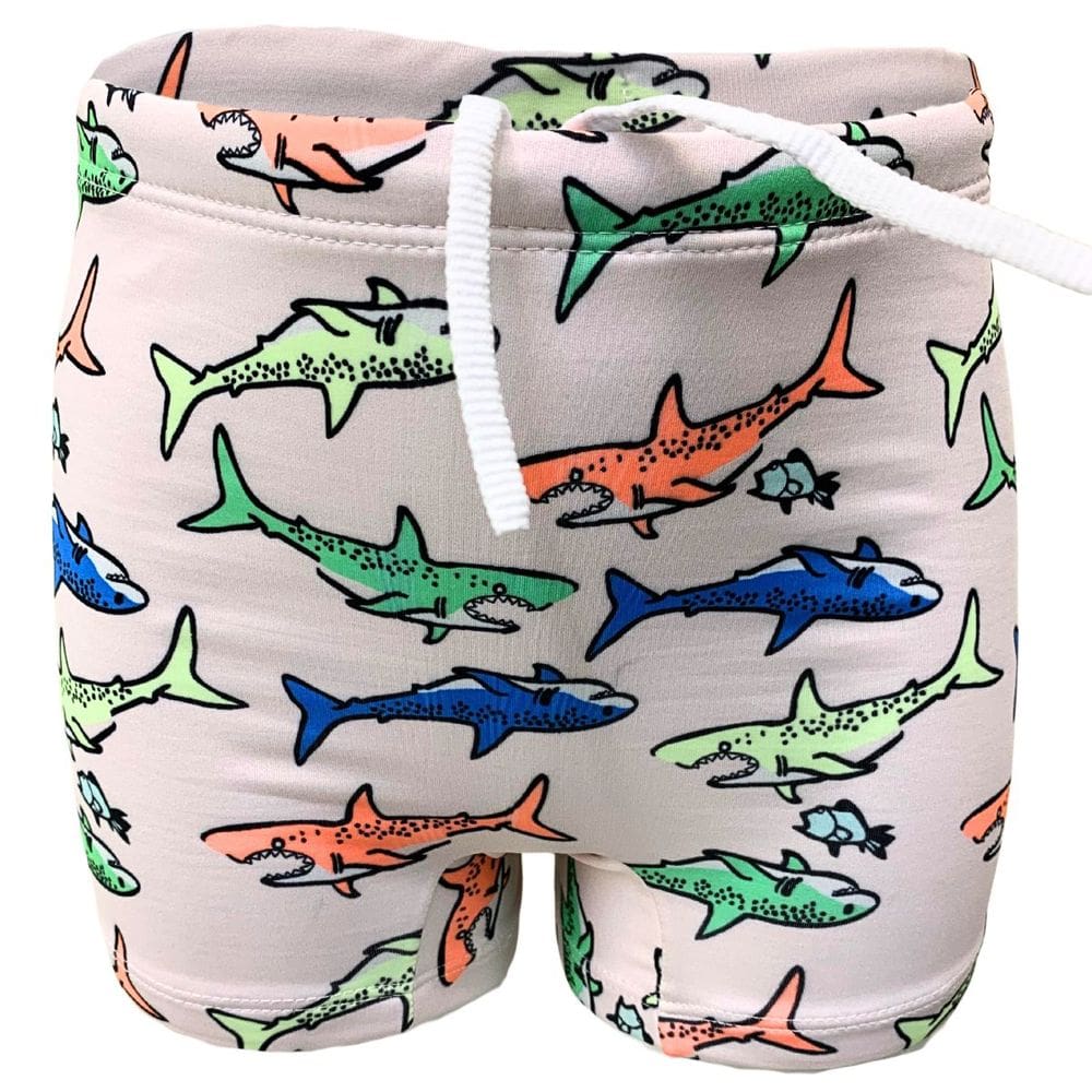 Sunga Infantil Boxer Proteção Solar Uv Tubarão Praia Piscina Natação Juvenil Baby Kids Filtro Fps50