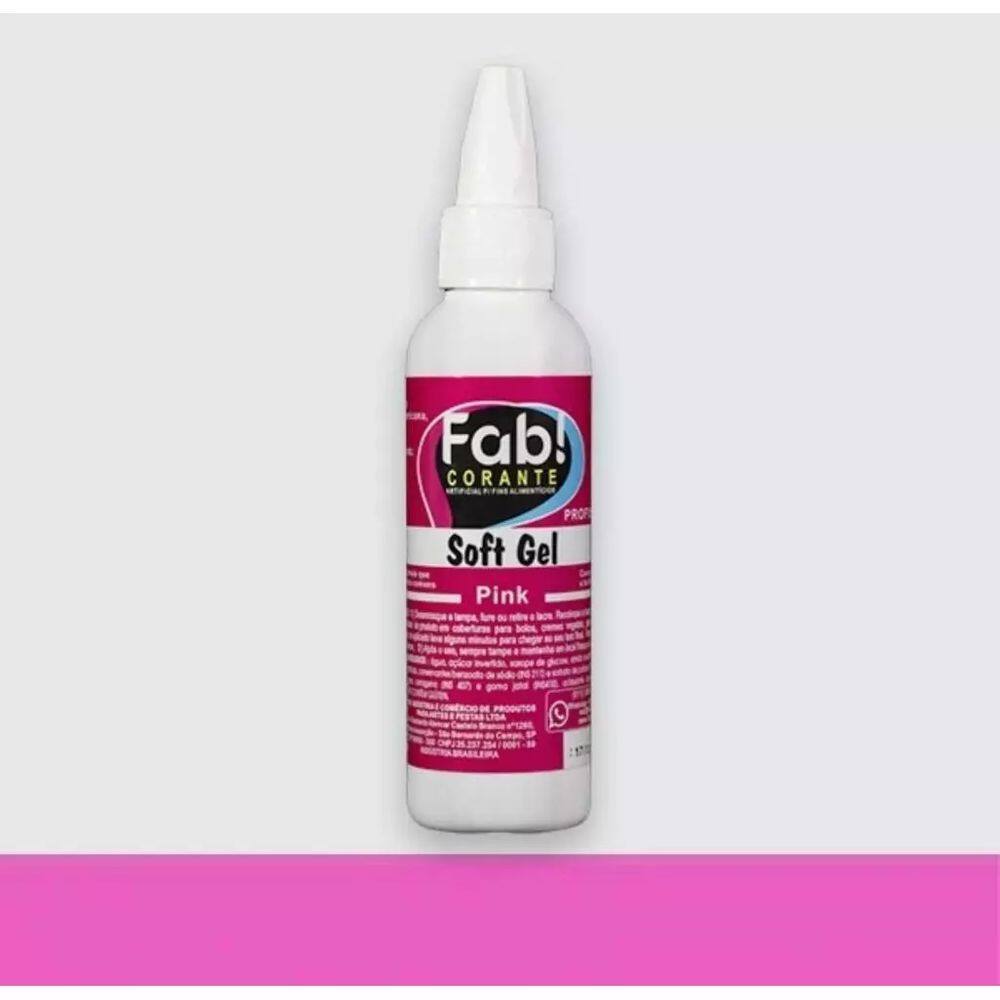 Corante Liquido em Gel Comestível Concentrado Soft Gel Fab 60g Pink