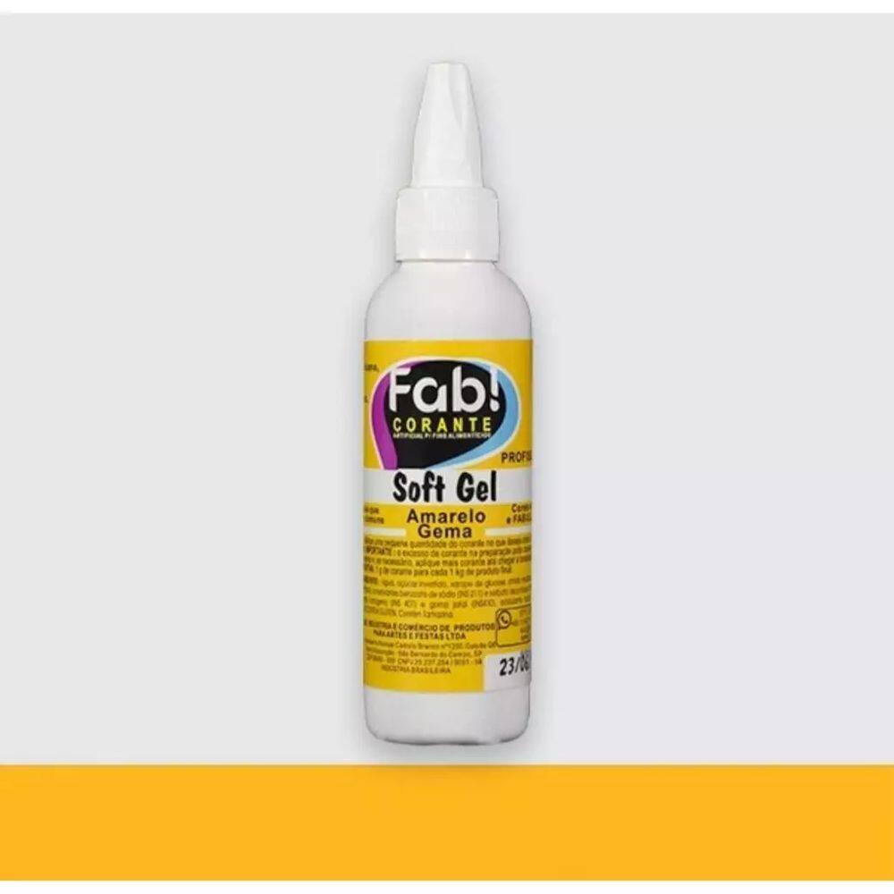 Corante Liquido em Gel Comestível Concentrado Soft Gel Fab 60g Amarelo Gema
