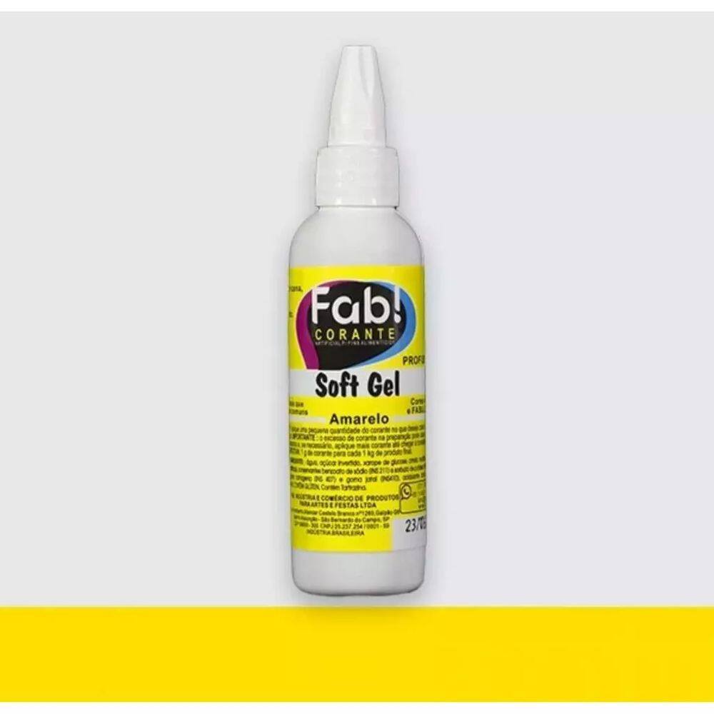Corante Liquido em Gel Comestível Concentrado Soft Gel Fab 60g Amarelo