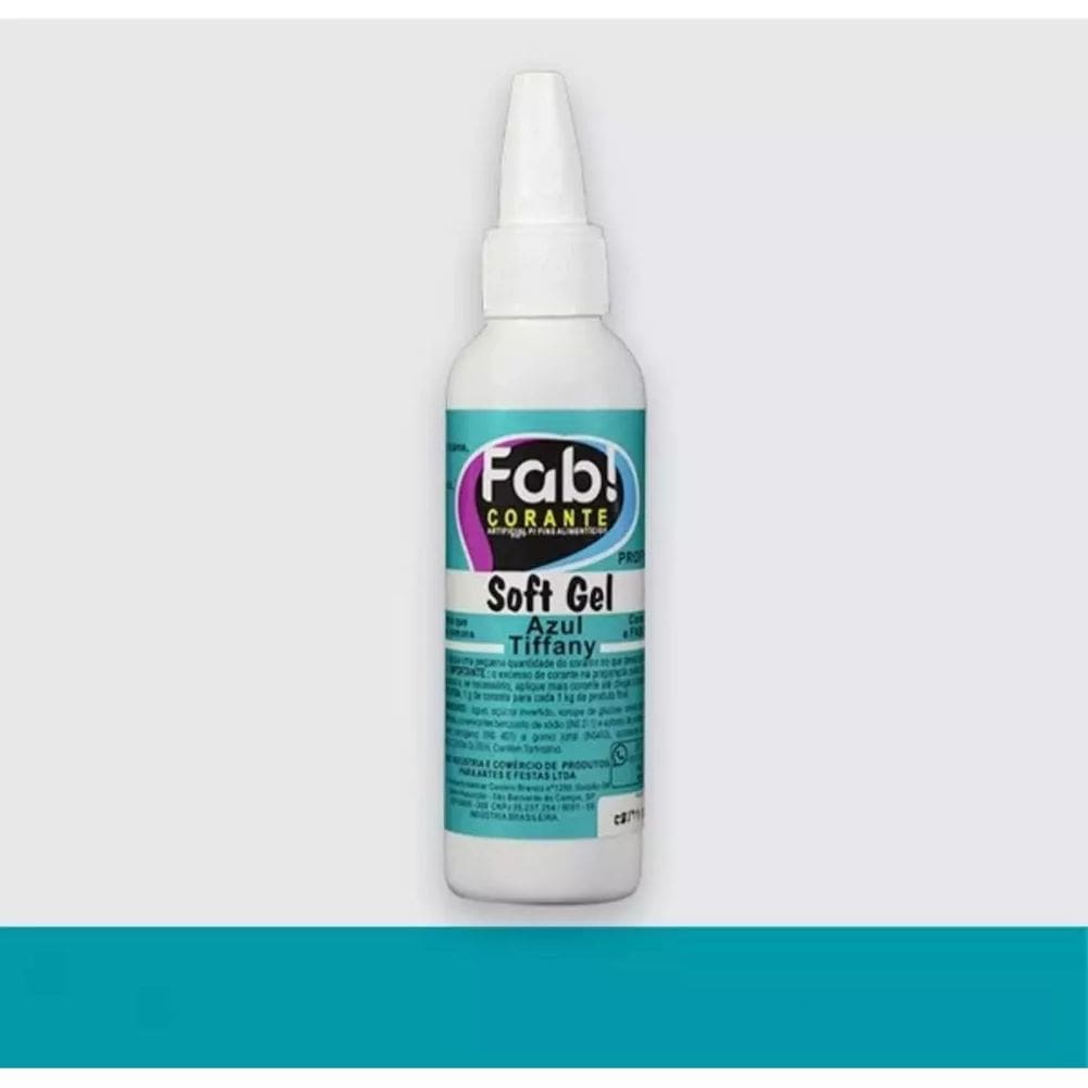Corante Liquido em Gel Comestível Concentrado Soft Gel Fab 60g Azul Tiffany