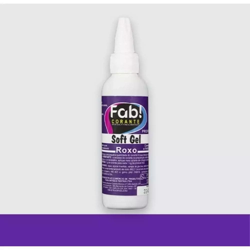 Corante Liquido em Gel Comestível Concentrado Soft Gel Fab 60g Roxo