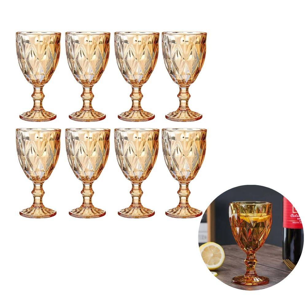8 Unidades Taças Luxo Diamante 330ml Cor Dourado Bico de Jaca