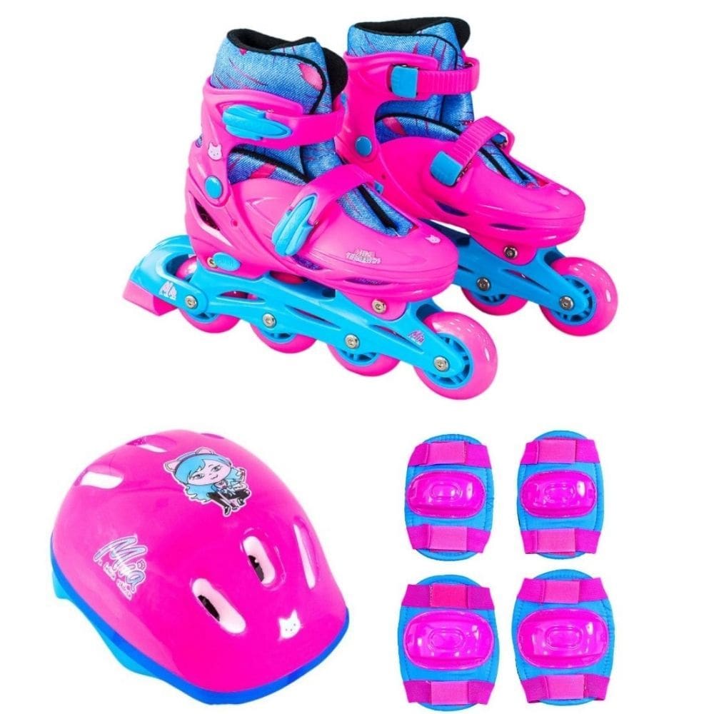 Patins Infantil Roller In line 4 Rodas 31 Ao 34 Menino Menina Ajustável Abec-7 Com Kit De Proteção