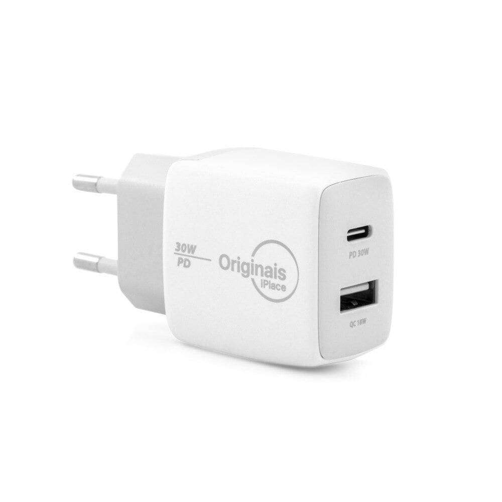 Carregador USB-C/USB, 30W, 2 Portas, Originais iPlace