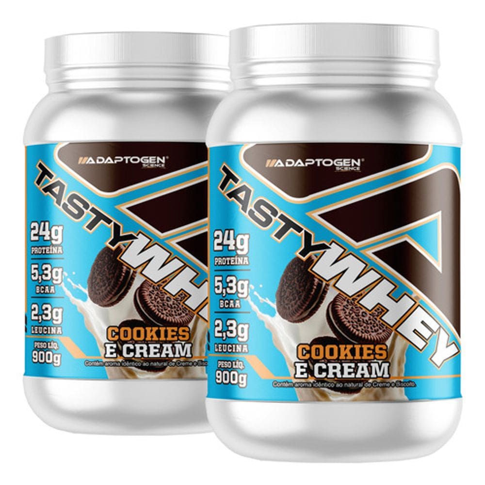 Kit 2 Adaptogen Whey Tasty 3w Gourmet Sabor Cookies E Cream
