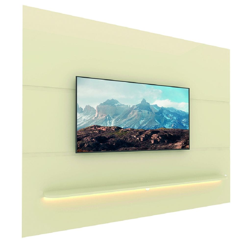 Painel Para TV Até 85 Polegadas Com Prateleira e LED Royal Off White Gelius
