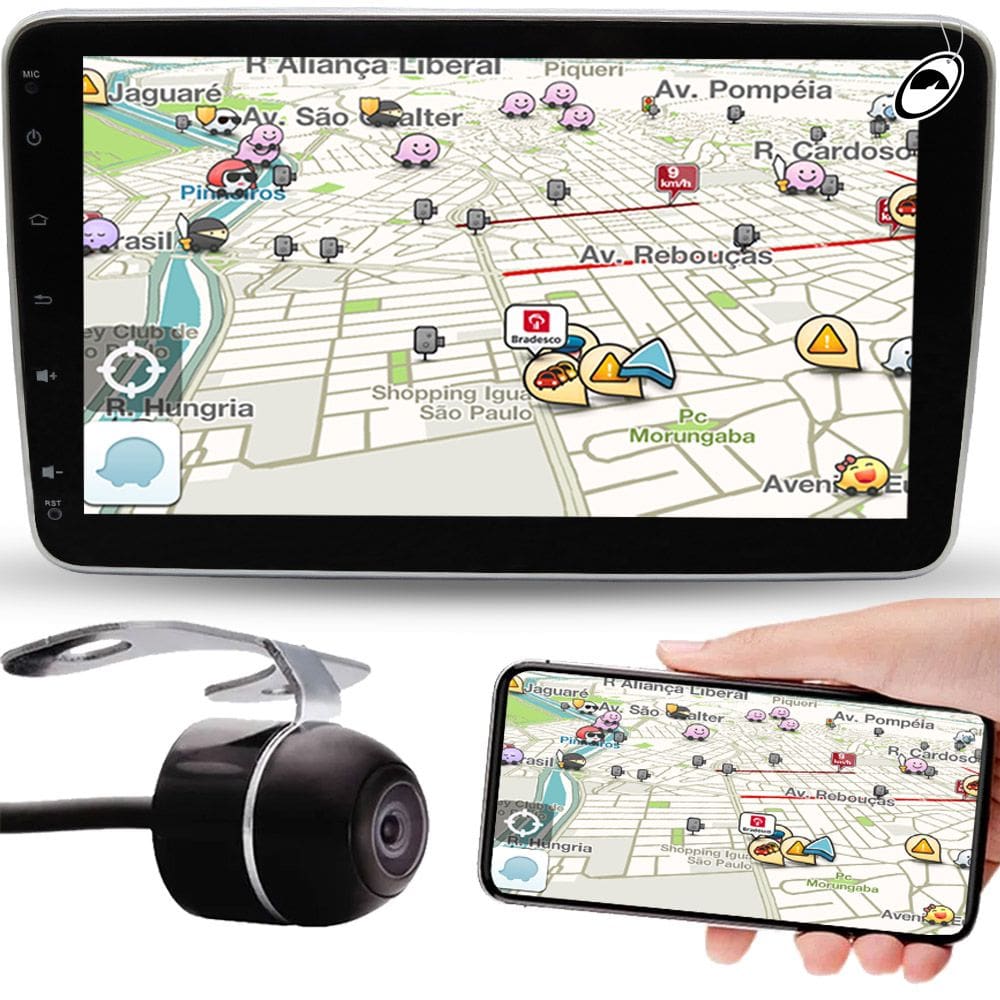 Multimídia H-Tech Android 10" Polegadas Tela Rotatória + Câmera de Ré