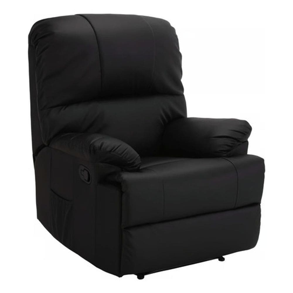 Poltrona Do Papai Reclinavel Couro P.u. Preto Até 120kg