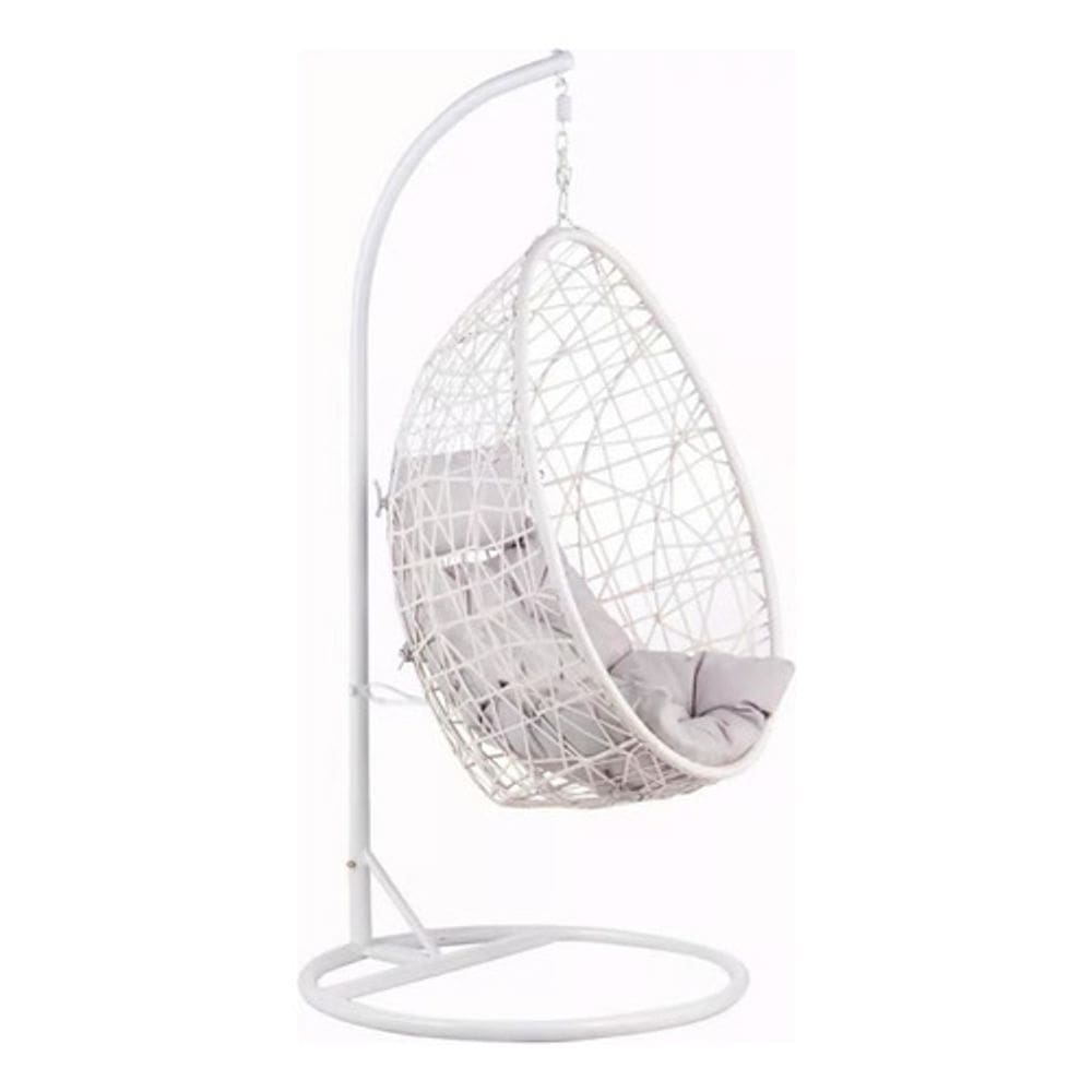 Cadeira De Balanço Suspensa Oval Suporte Rattan Até 120kg