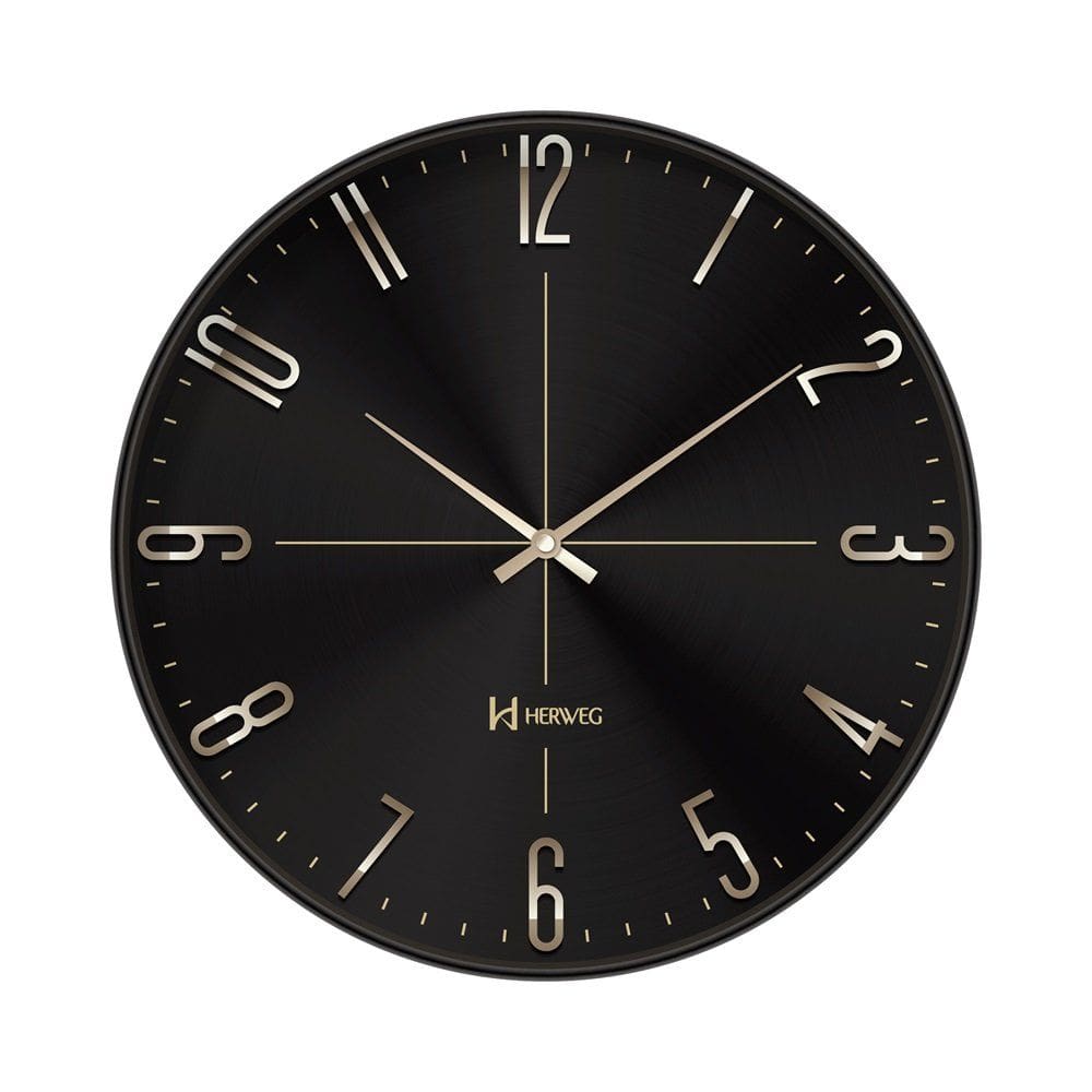 Relógio de Parede Preto Brilhante Herweg 4607-035