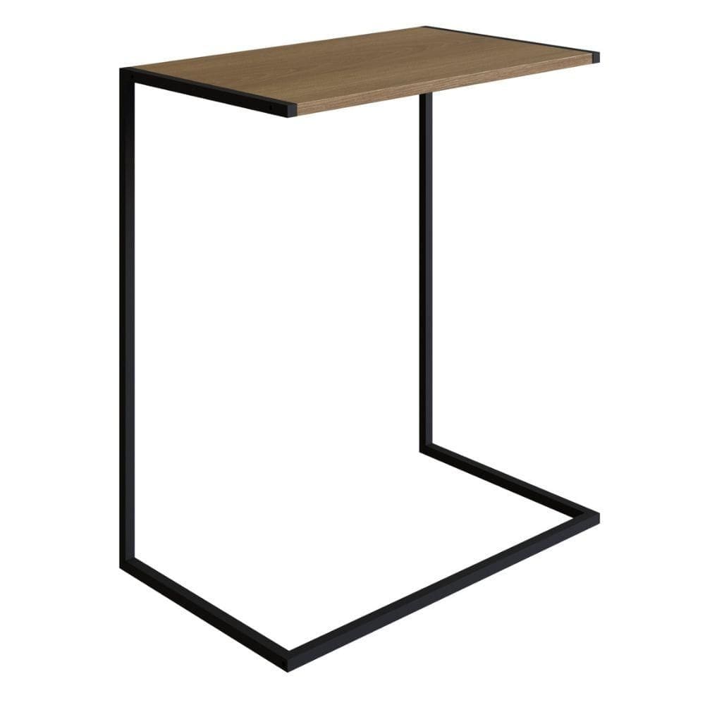 Mesa Lateral Apoio Sofá p/ Notebook Artesano 58 cm (Larg) MDP Hanover Base Aço Carbono Preto