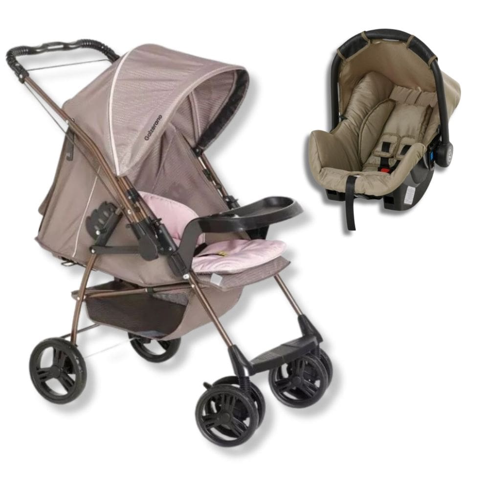 Carrinho Milano Reversivel Ii + Bebe Conforto Cappuccino Rosa - Galzerano