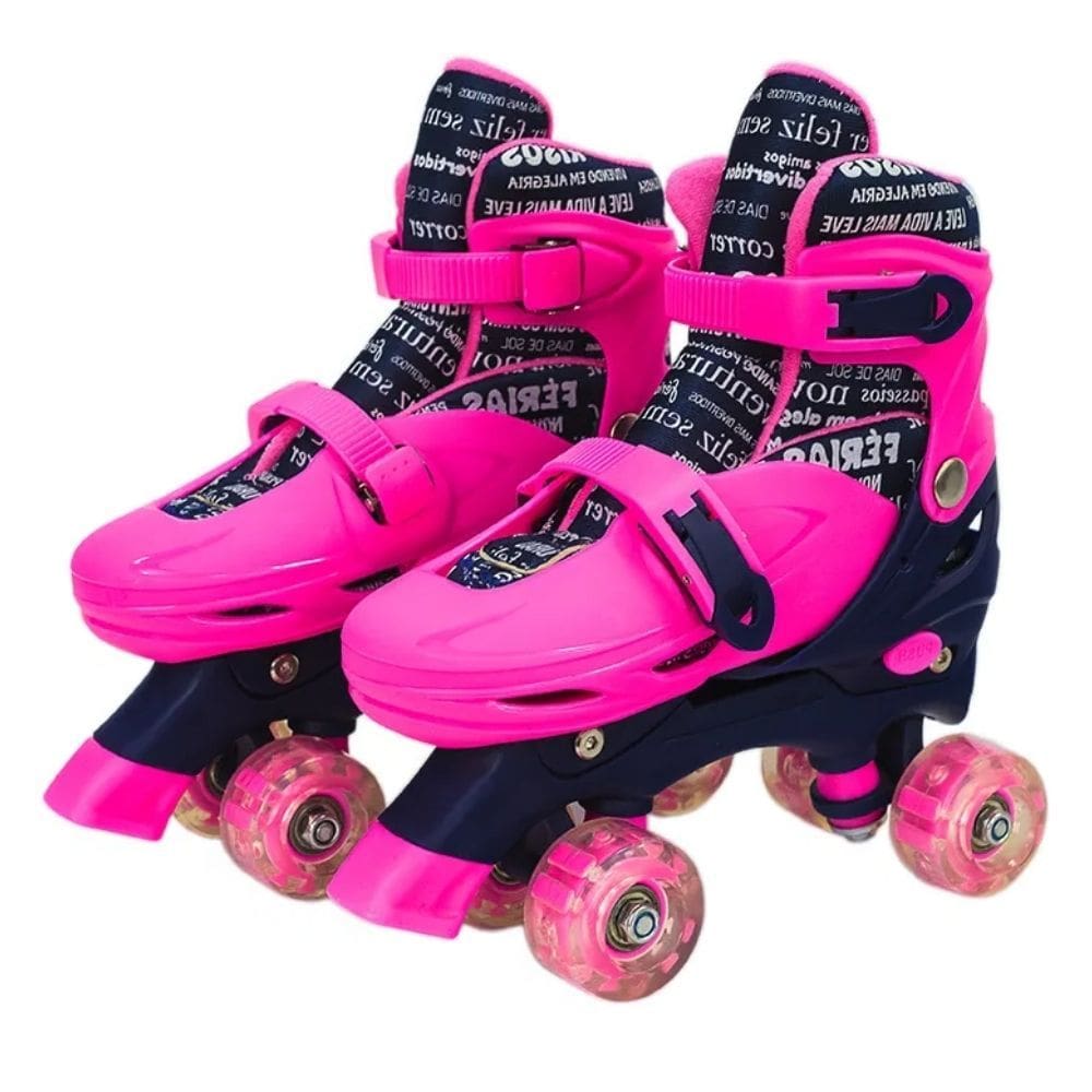 Patins Infantil Quad 4 Rodas Com Luz Ajustável Roller Tam M