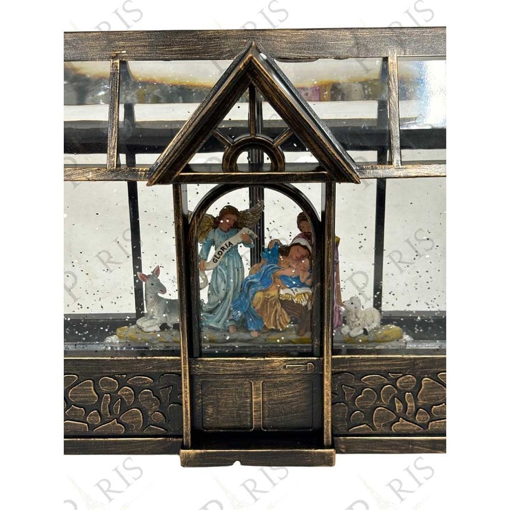 Peça Decorativa Casa Natalina Sagrada Familia Musical com Led 20cm 14659-PL