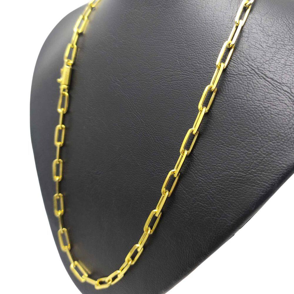 Corrente Cordão Banhado Ouro 18k Kartie Cadeado Longo Fecho Gaveta 5MM - 80CM