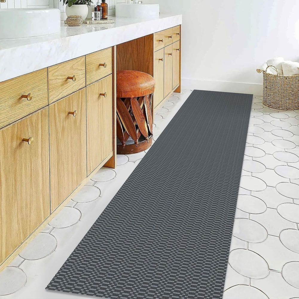 Tapete Runner KOZYFLY, lavável, 60x300cm, corredor, cozinha, cinza