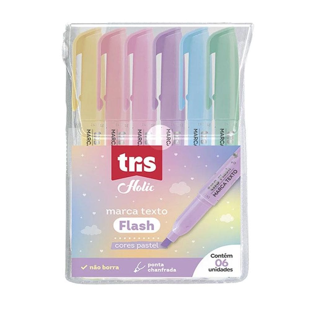 Kit Marca Texto Flash Pastel 607283 6 Cores - Tris