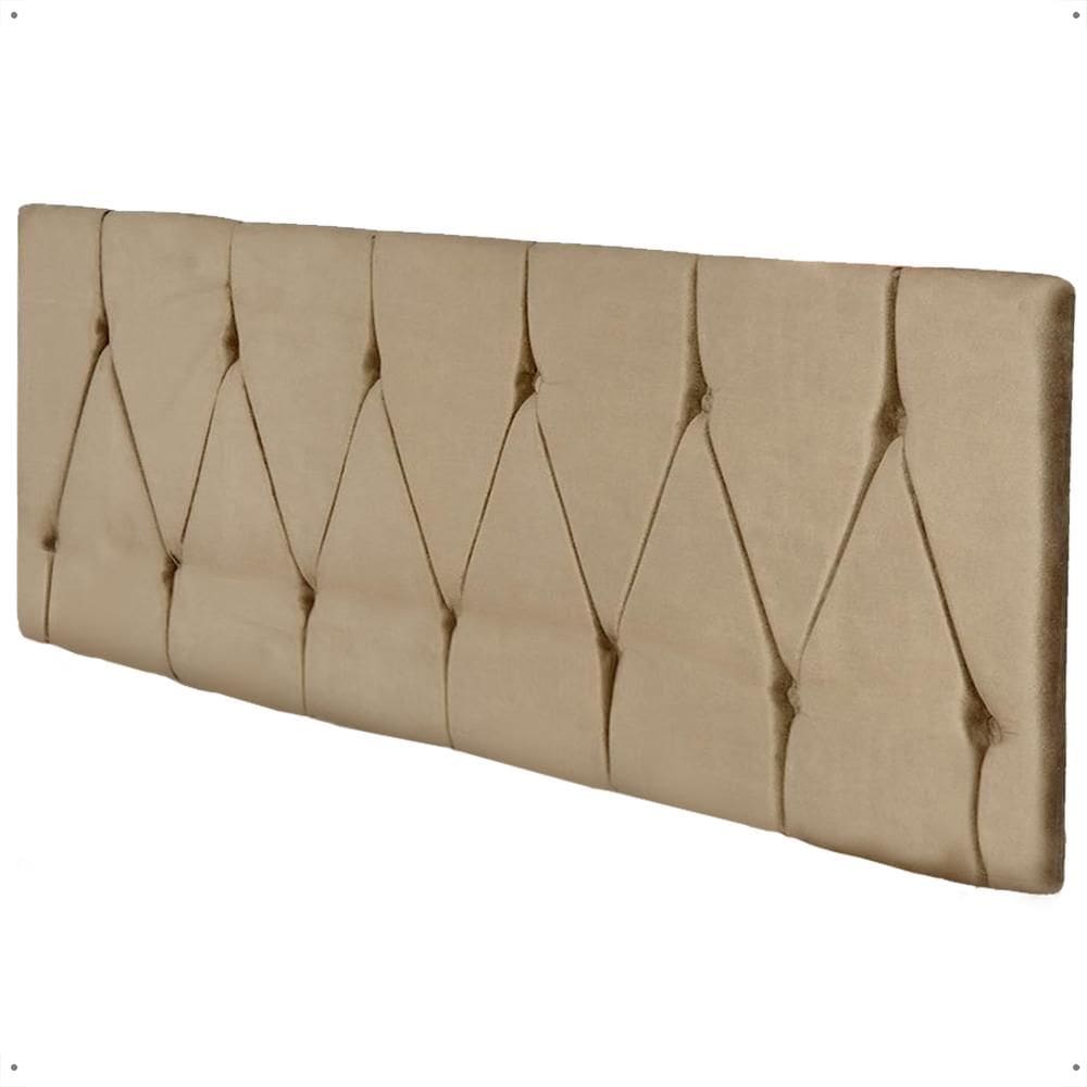 Cabeceira Parede Capitonê Estofado Suede Cama Box Queen 1,60 Quarto Casal Decoração Retrô - Bege - RPM