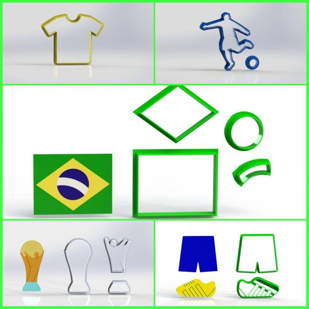 Cortador Kit Copa Do Mundo Brasil Futebol 6 Modelos Tamanho 5 Cm