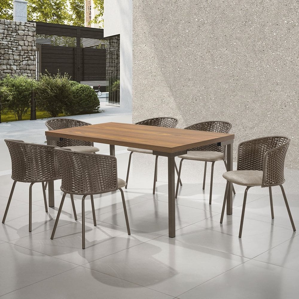 Conjunto Sala de Jantar com Mesa com 6 Cadeiras Santiago Chocolate/Bege