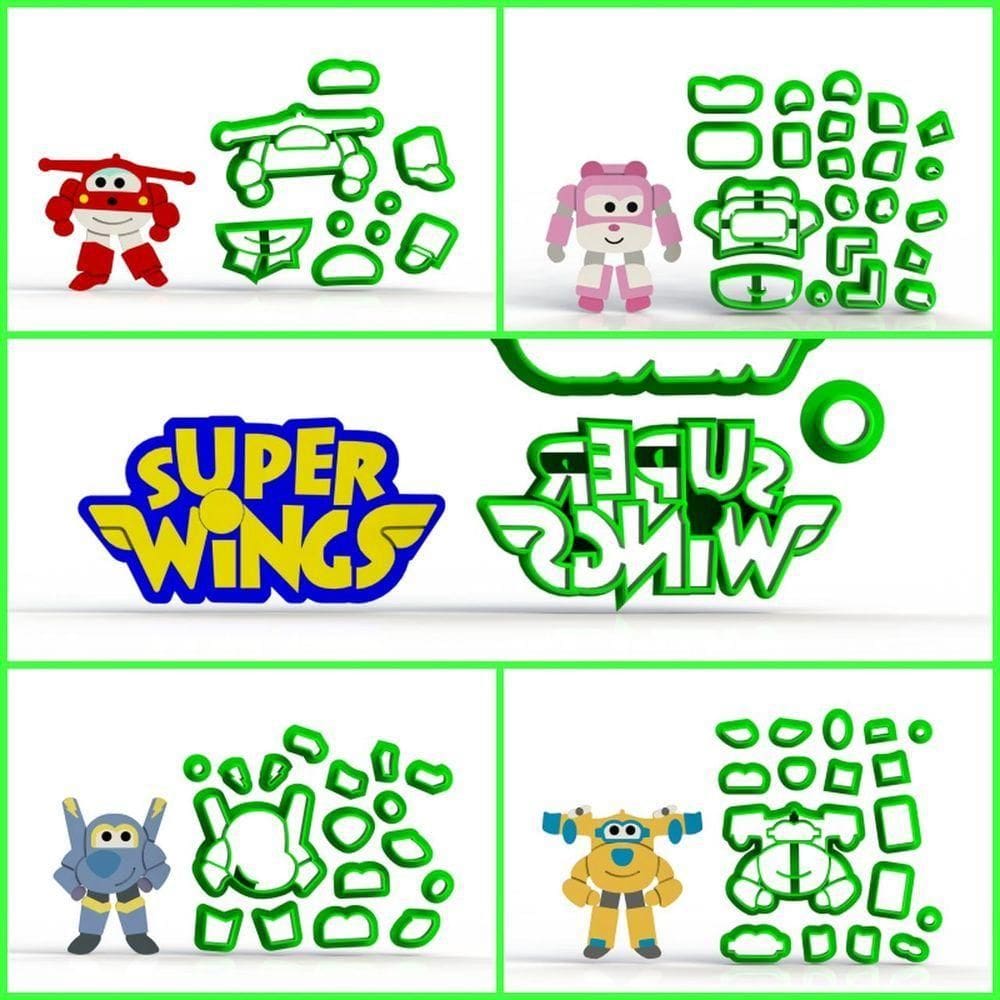 Cortador Kit Super Wings - 4 Modelos Modulares + Logo 6 Cm