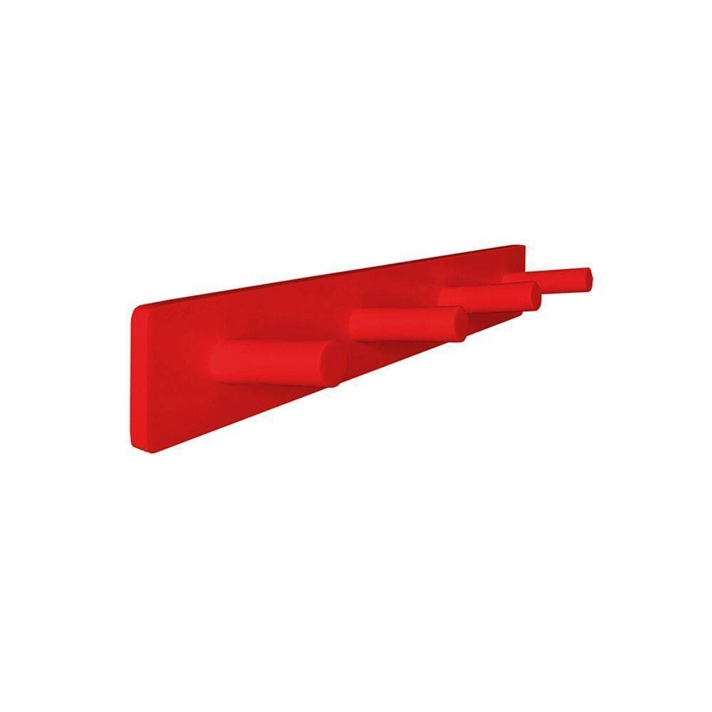 Cabideiro De Parede Porta Bolsas Mochila Toalhas Pinos Vermelho Laca
