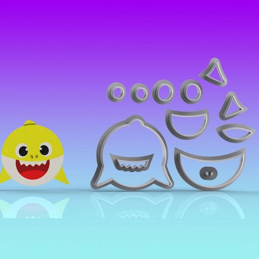 Cortador Baby Shark Rosto Bebê Modular Tamanho 6cm