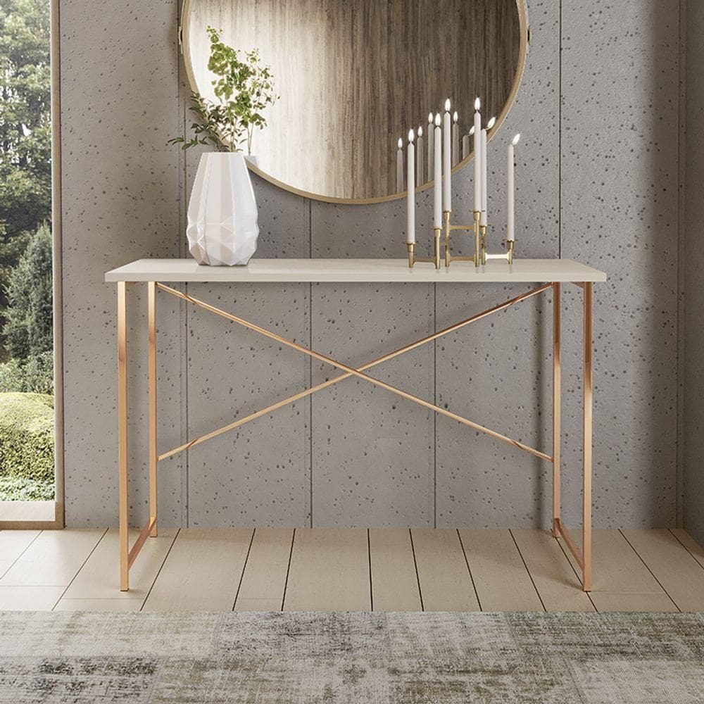 Aparador 76 Cm Estilo Industrial Cobre/Off White