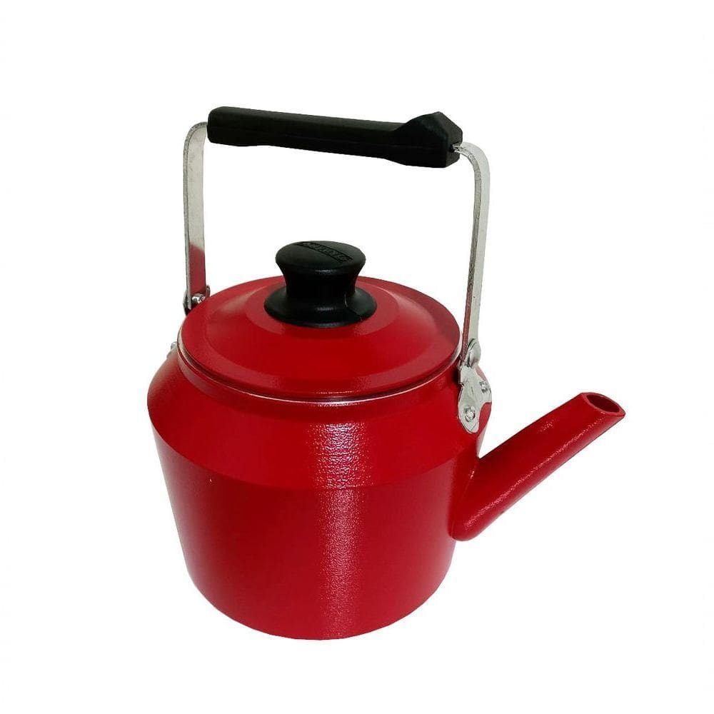 Chaleira De Alumínio Batido Fundido 2.2l Vermelha Craqueada