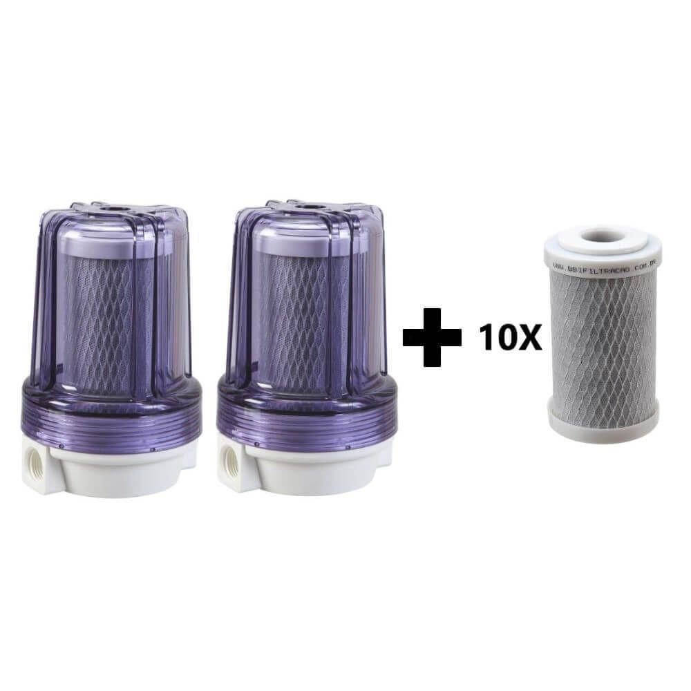 2 Filtro Bbi Pou 125 Transparente Anticloro + 10 Refis E125 Cor Transparente Voltagem Não Se Aplica