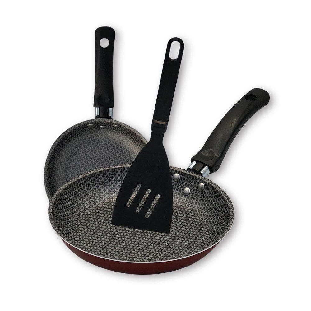 Kit Frigideira Enjoy Francesa 18-22cm Com Espatula Vermelho