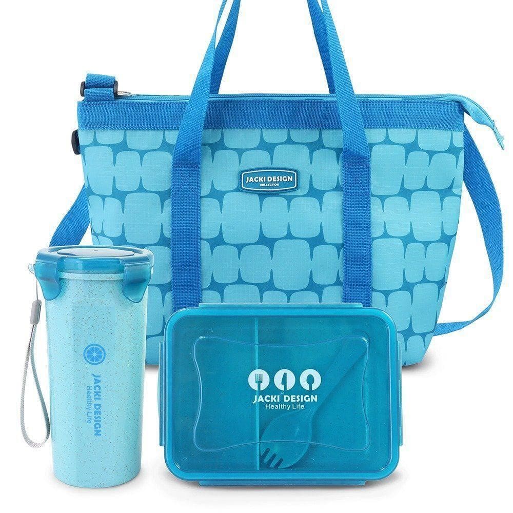 Conjunto De Bolsa Térmica Com Marmite E Garrafa Elementos Azul