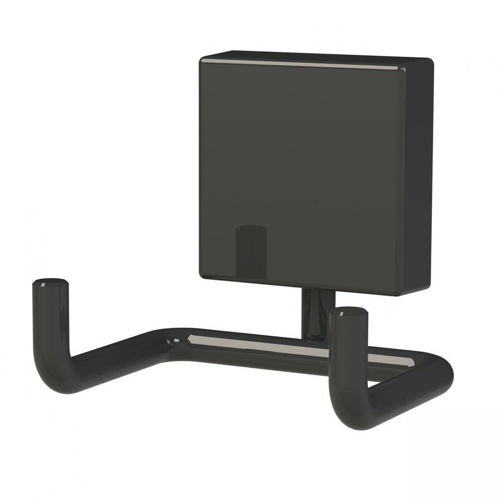 Cabide De Banheiro Duplo Future Preto Ganchos 8510 Pt