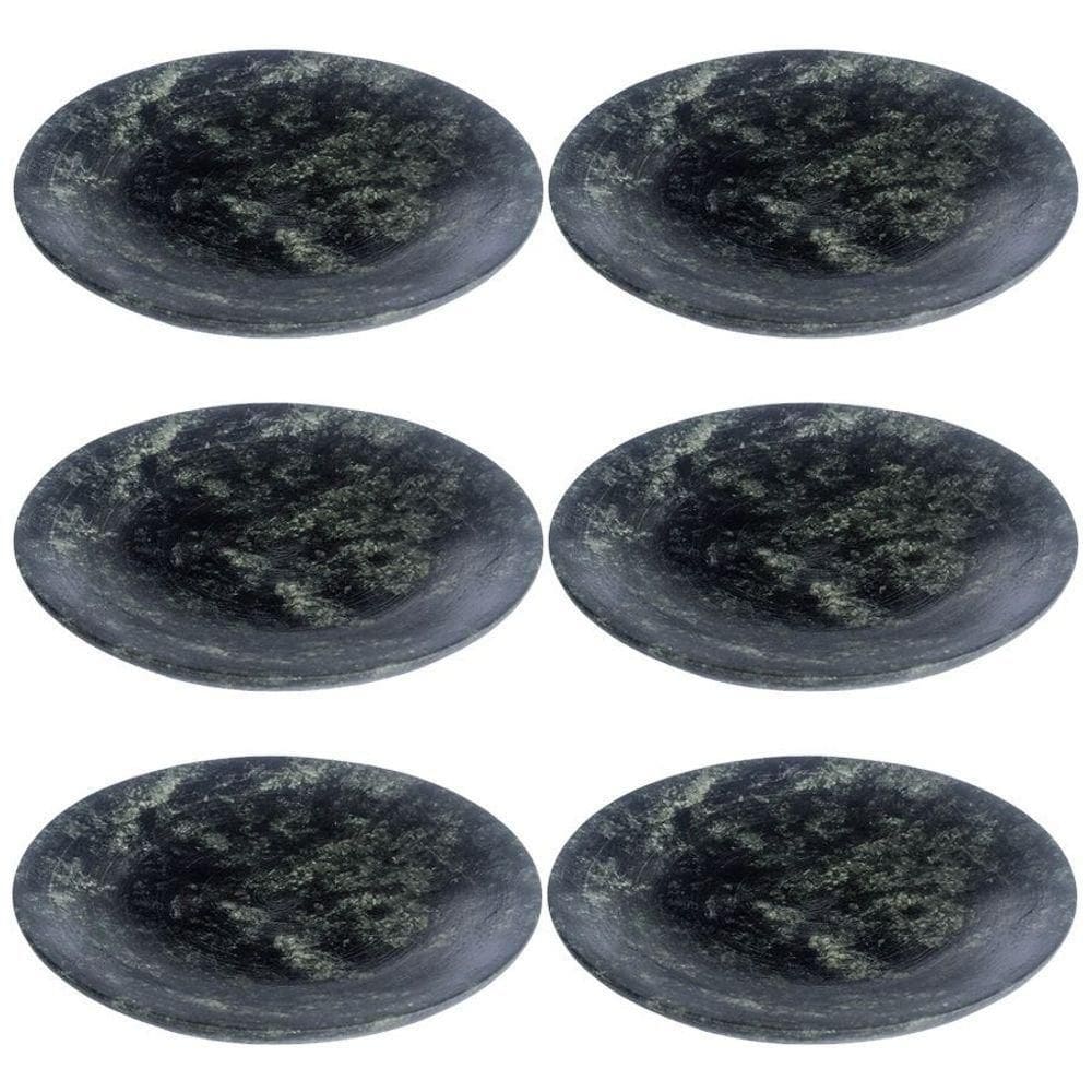 Kit 6 Pratos Rasos De Pedra Sabão 18 Cm