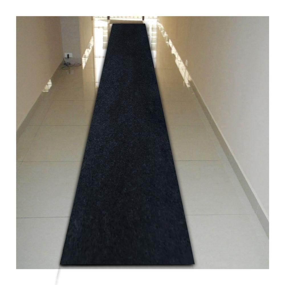 Tapete Passadeira Grande Aveludado 050x400 Borda Sem Costura Preto
