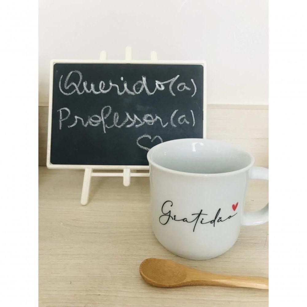 Caneca Gratidao + Colher Bambu