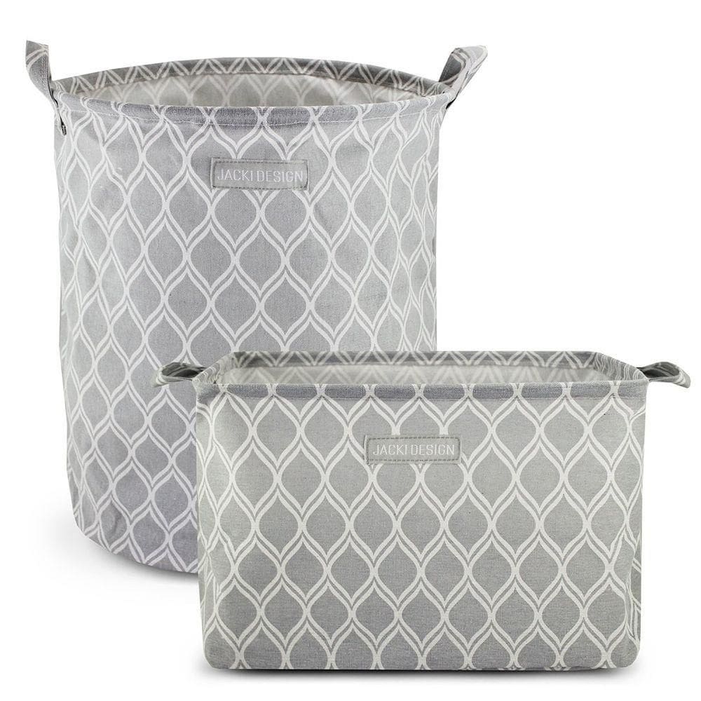 Conjunto De Cesto Para Roupa-brinquedo E Cesto Organizador Retangular Cinza - Listrada