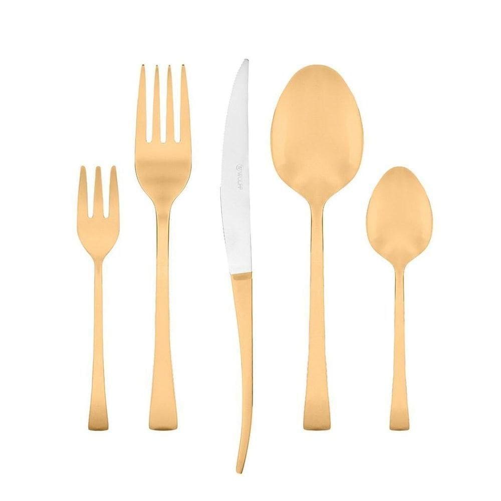 Faqueiro Em Inox Berna Dourado Com 30 Peças Wolff