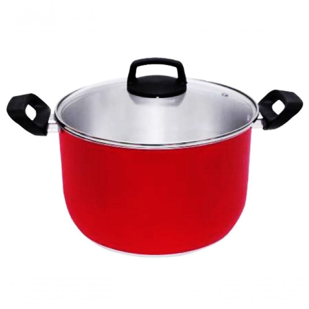 Caldeirão De Aluminio Tampa De Vidro 6.7litros Nº24 Vermelho