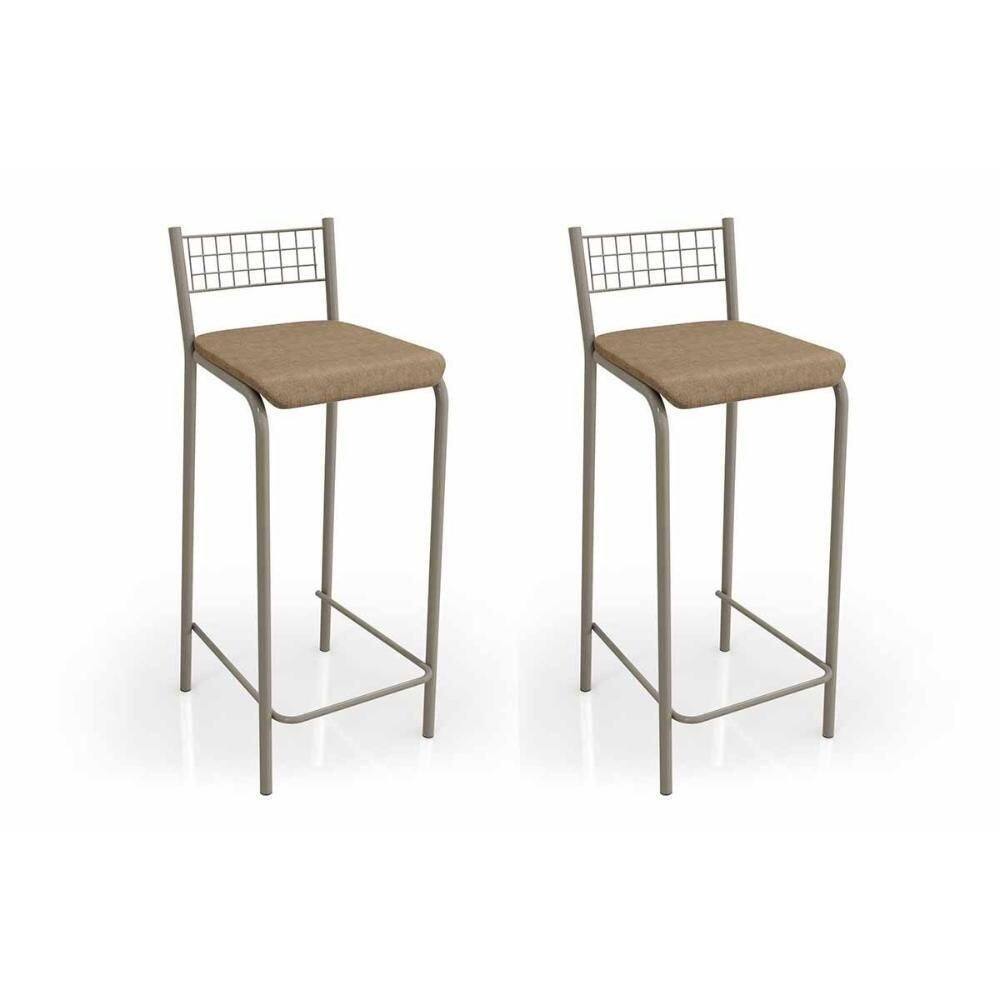 Kit 2 Banquetas Sala Jantar Gênova B705nk Un Níquel/capuccino - Kappesberg
