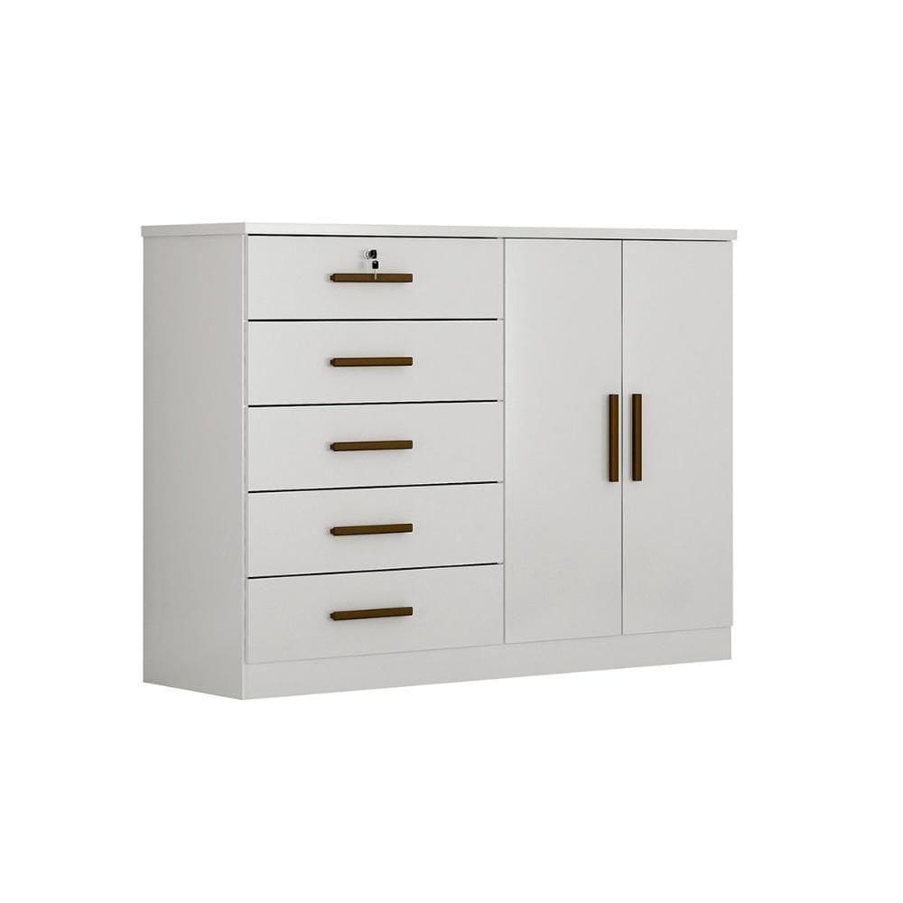 Cômoda Infantil Space C/ 2 Portas E 5 Gavetas Branco - Novo Horizonte